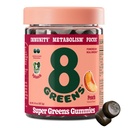 8Greens Supergreens Gummies | Super Greens Powder Superfood Gummy för Metabolism, Immunity & Focus, Digestive Health Enzymes, Organic: Chlorella, Spirulina, Aloe Vera, Peach Flavor, 50 Count