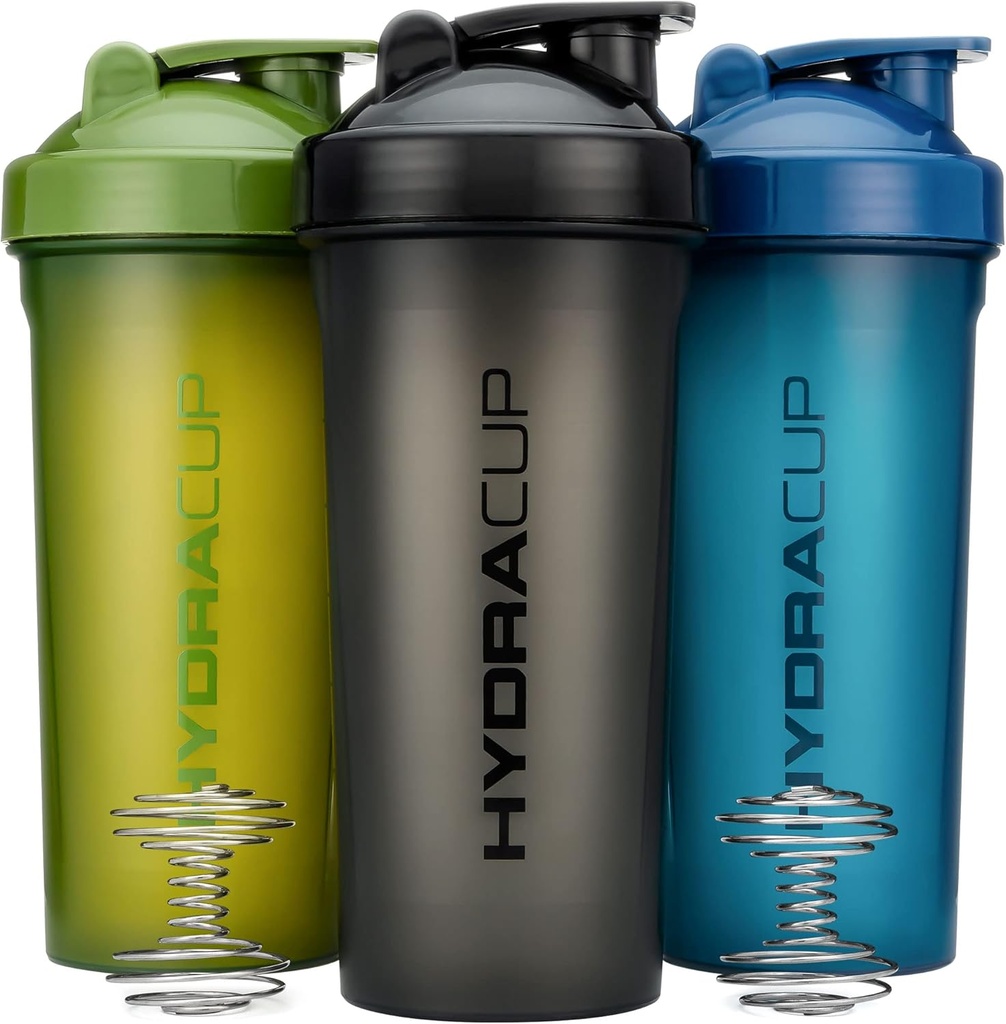 Hydra Cup [3 Pack] 45 Ounce Shaker Bottles för Protein Shakes, Jumbo Shaker Cups med Ball Blender Whisk, Extra Stor flaska med handtag (Dark Colors)