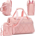 Pink Women's 40L Gym Duffel med Skokompartement - Bär på Weekender Overnight Bag - Personlig objekt Travel Workout Tote