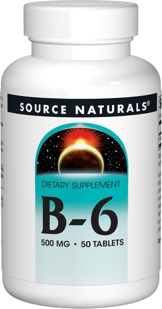 Källa Natur Vitamin B-6, 500 mg Immunsystem Support - 50 tabletter