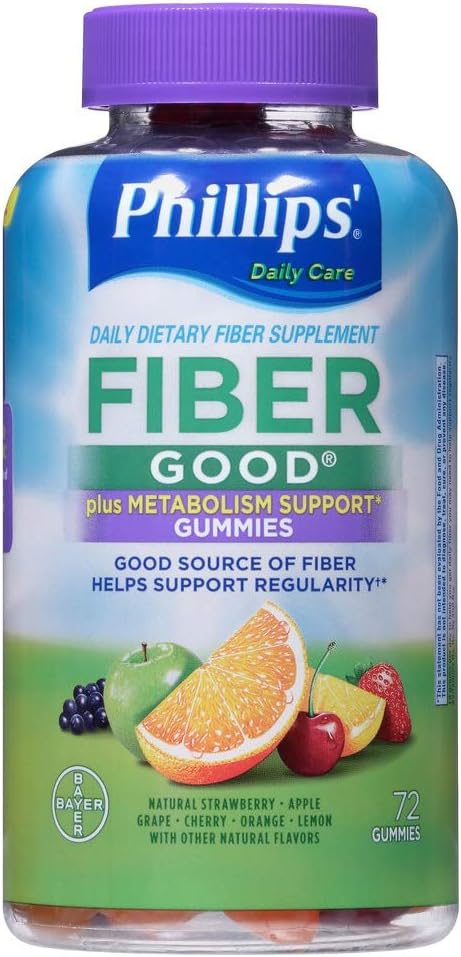 Phillips Fiber Good Gummies Plus Metabolism Support - Inulin soluable Fiber - B Vitaminer & Chromium för att hjälpa till att stödja metabolism - 72Count