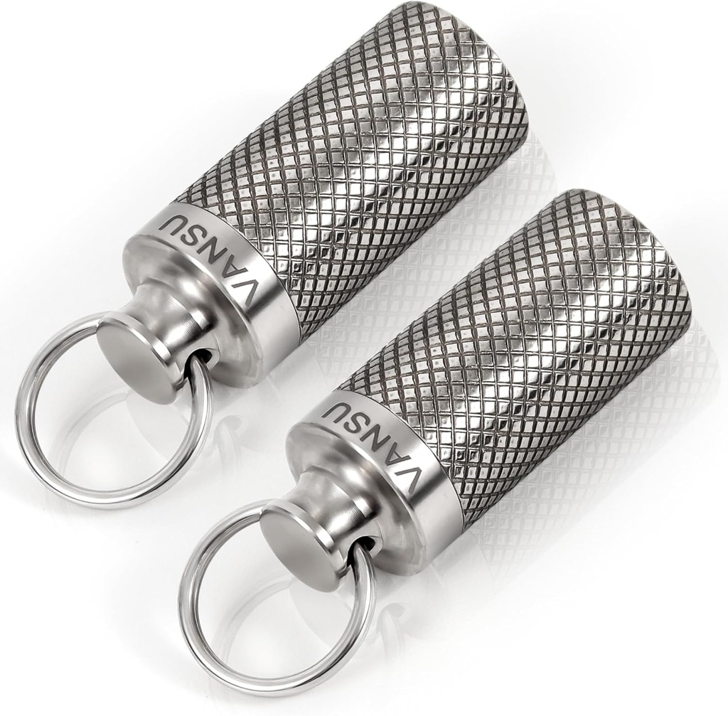 Titan Waterproof Keychain Pill Holder Container,Portable Mini Size Pill Box Case för Outdoor Travel Camping (2 Pack)