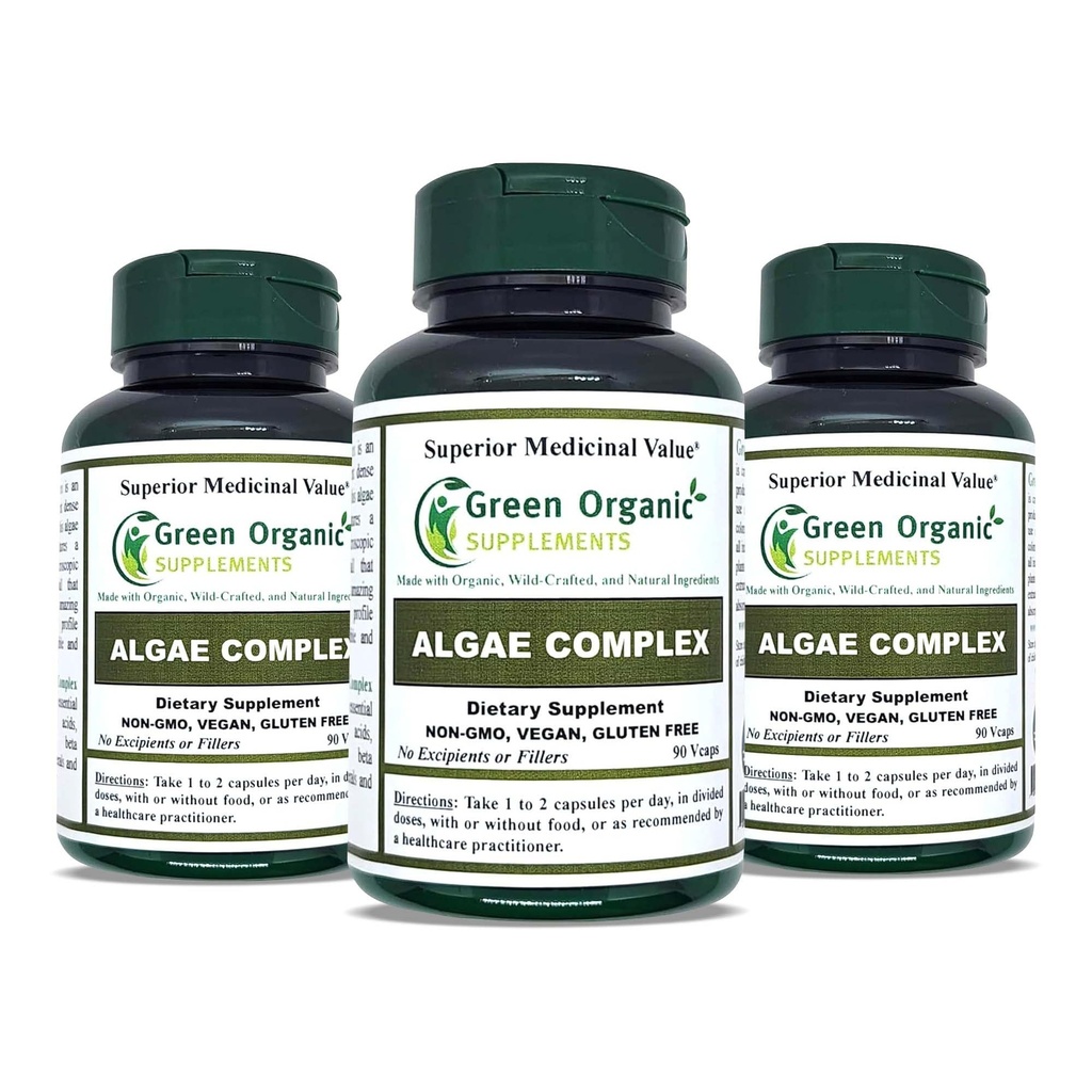 Alger, Fucoidan, Blue Green Algae, Kelp, Bladderwrack, Chlorella, Spirulina, Irish Moss, Dulse, 90 VCaps, High Absorbable, Non-GMO, Gluten-Free (Pack of 3)