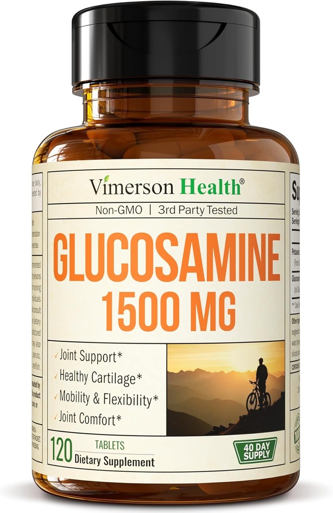 Glukosamin sulfat 1500mg w / kalium - FSA stödberättigande tillskott för brosk, ben och gemensam hälsa, yrkesmässigt obehag för rygg, knän och händer - Glukosamin Komplex 120 flikar