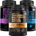 MEDCHOICE Turmeric & Ginger (120ct), Sleep Melatonin (90ct) och Nootropic Brain (60ct) Supplement Bundle - Wellness Trio för hjärna, sömn och immunstöd - Vegan, icke-GMO, Gluten-Free