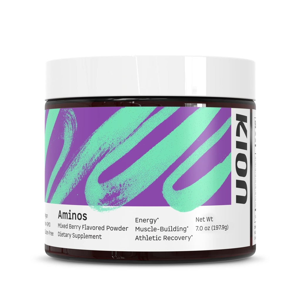 Kion Aminos - Essential Amino Acids Supplement, Essential Amino Acids Powder för muskelåterställning, BCAA EAA No Caffeine, Amino Acid Powder, Essential Amino Energy - 30 portioner, blandad Berry