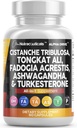Clean Nutra Cistanche Tribulosa Fadogia Agrestis Tongkat Ali Turkesterone Pills Ashwagandha Capsules Supplement för män - 60 Count