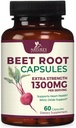 Beet Root Capsules 1300mg - Extra Strength Red Beetroot Powder Supplement - Stöder Nitric Oxide Production, Heart Health & Natural Energy - Non-GMO, Vegan, Gluten Free - 60 Veggie Capsules