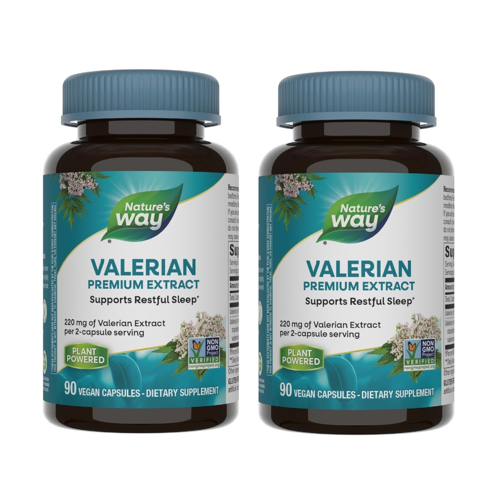 Naturens Way Valerian Premium Extract - 220 mg valerian extrakt per 2-kapsel Servering - Stöder Restful Sleep * - Non-GMO Project Verified - Herbal Supplements - Gluten Free - 90 kapslar (2 Pack)