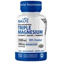 Nutriple Magnesium Komplex 440mg - Magnesium Glycinate, Malate och Taurinate - 100% chelated för maximal absorption - 120 Vegan kapslar - Triple Complex Magnesium - Magnesio Triple Komplex