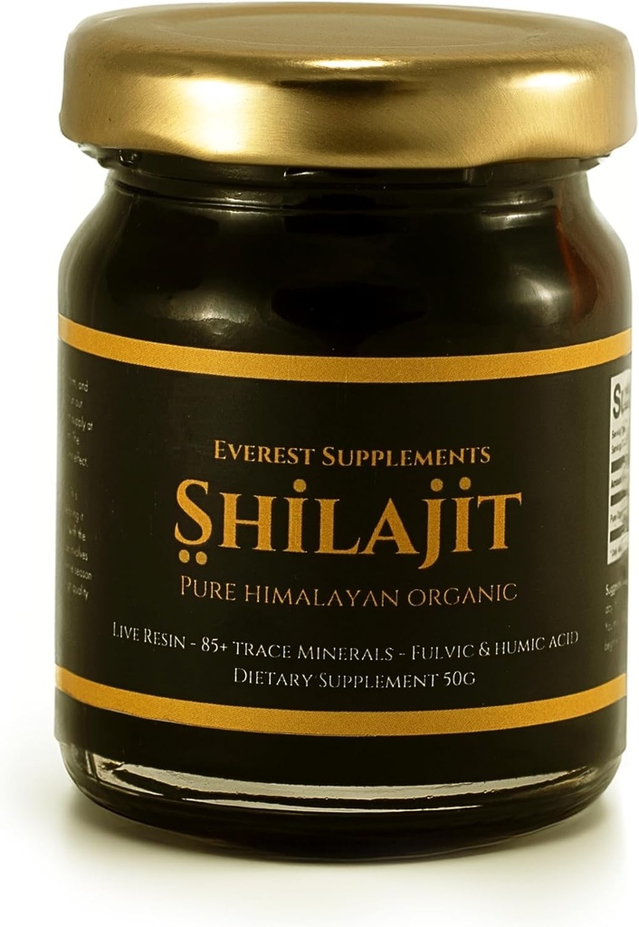 Shilajit Pure Himalayan Organic Shilajit Resin - Shilajit för Män - Gold Grade 500 mg Maximum Potens - 85 Spår Mineraler & Fulvic och Humic Acid för energi Immune Support, 30 Grams (50 Grams)