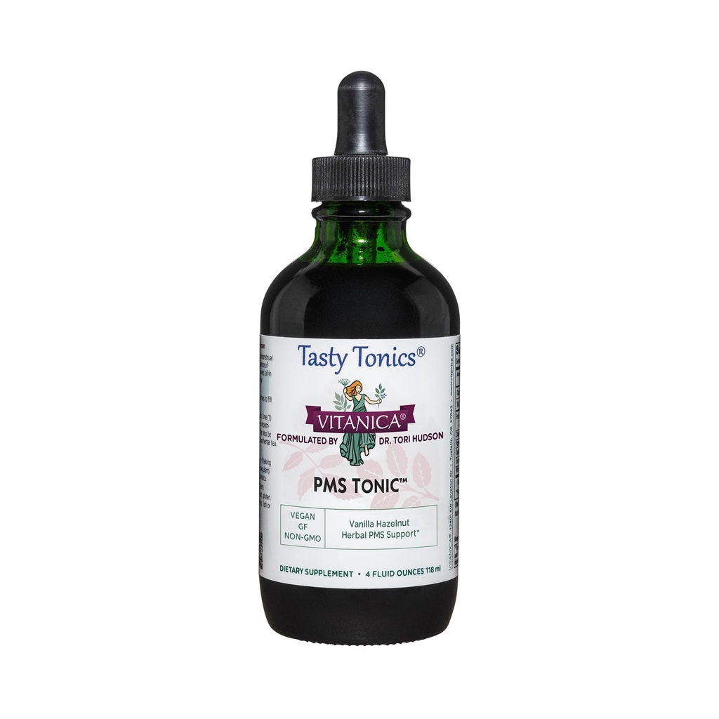 Vitanica PMS Tonic, Premenstrual Support och Relief, Saint Johns Wort, Dong Quai, Chaste Tree Berry, Wild Yam och mer, Vegan, 4 Ounce