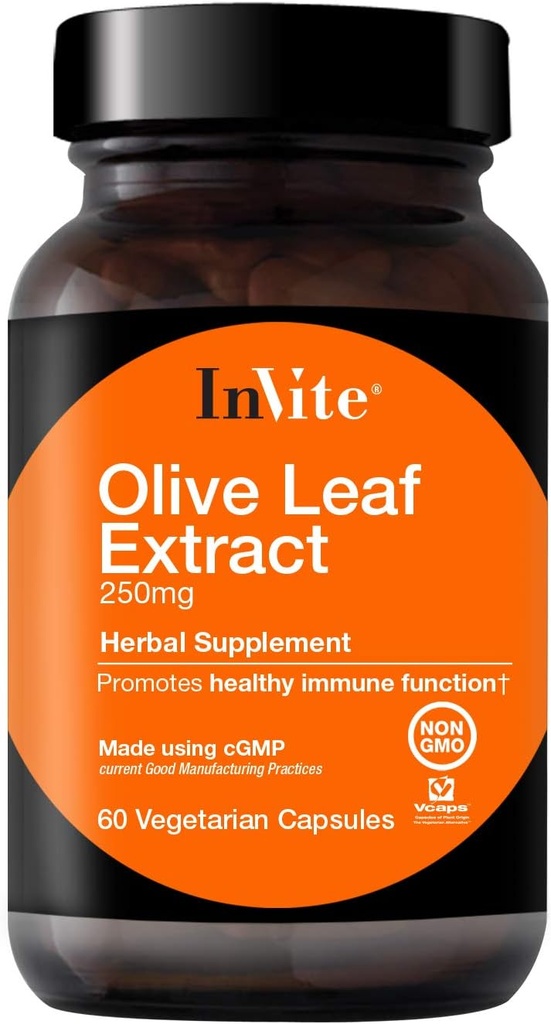 Inbjude Health Olive Leaf Extract - ger näringsstöd för hälsosamt immunsystem - 30 dagars leverans - 60 vegetariska kapslar (1)