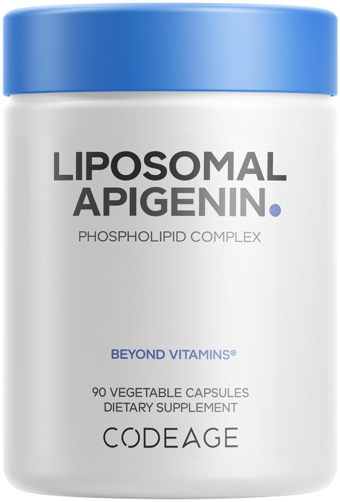 Codeage Liposomal Apigenin Supplement, 3-månaders Supply, Daily Flavonoid Chamomile Extract, Liposomal Phospholipid Complex, Non-GMO Sunflower Oil, Phosphatidylcholine Vegan Blend, Gluten-Free, 90 Count