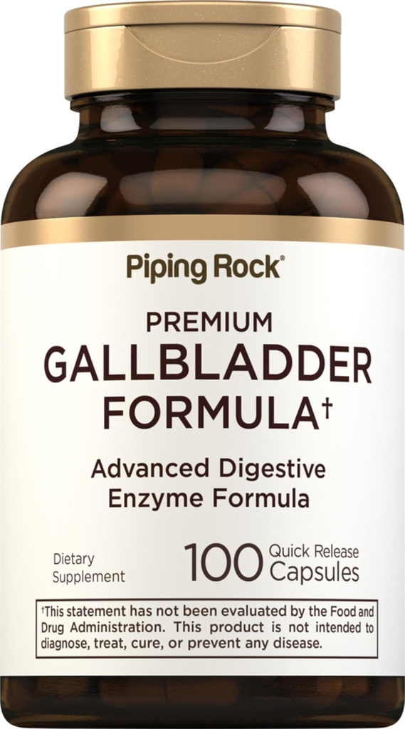 Piping Rock Gallbladder Supplement | 100 kapslar | Avancerad Digestive Enzyme Komplett Formel för Män & Kvinnor | Non-GMO & Gluten Free