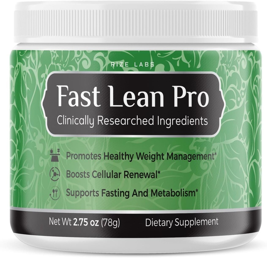 Rize labs Fast Lean Pro Advanced Formula Supplement Hydration BCAA Drink Capsules i en Jar, lätt att skopa och smakar bra (30 portioner)