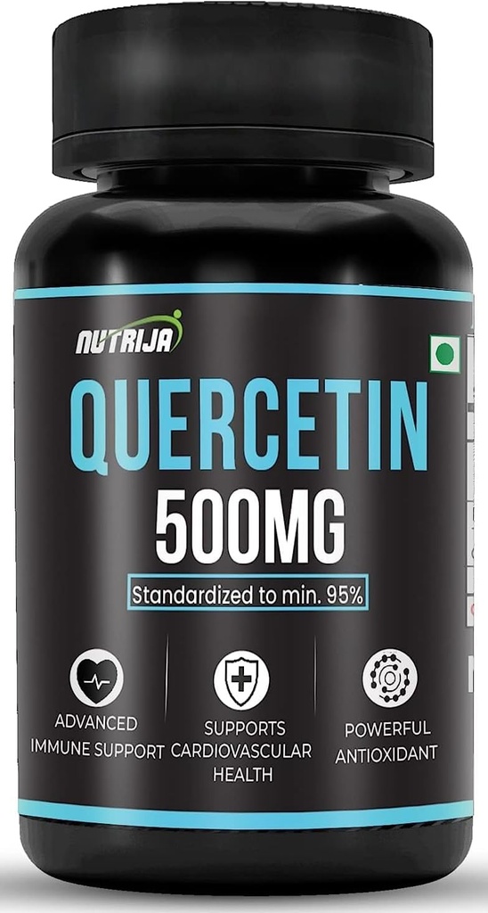 Quercetin 500mg kapslar - Standardiserad till 95% | Mycket renade och biotillgängliga tillskott | Naturliga bio-flavonoider och kraftfulla antioxidanter (30 kapslar)