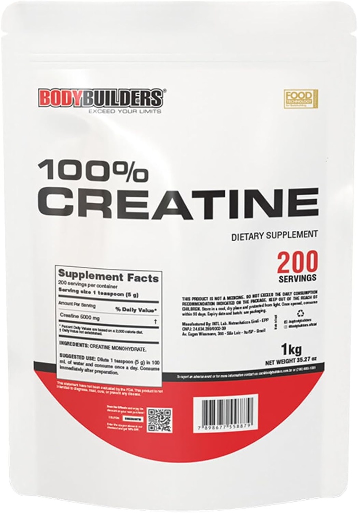 100% Kreatin, Unflavored, 2.2lb, 200 portioner