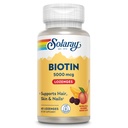 SOLARAY Biotin 5000 mcg | Natural Peach, Strawberry, Banana Flavor | Hälsosamt hår, hud och naglar Support | 60 Lozenges