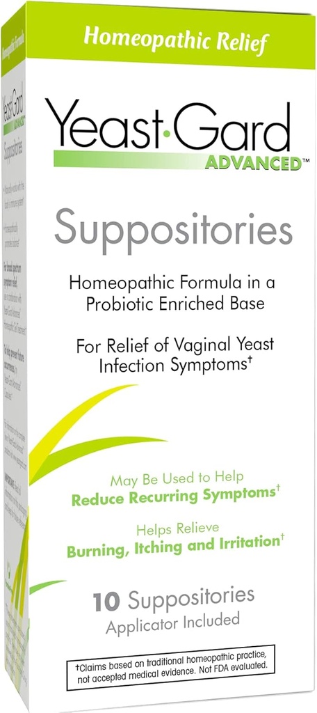 YeastGard Advanced Homeopathic Yeast Infection Vaginal Suppositories - 10 räkna Box