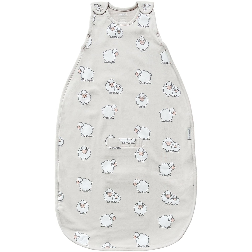 Woolino 4 Säsong Sleep Sack - Ultimate Merino Wool och Organic Cotton Sleeping Bag - Two-Way Zipper Justerbar Universal Size Sleep Sack för Baby (2-24 månader) - Sheep