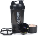 Protein Shaker Bottle,16 oz Shake Cup för proteinpulver med lagring, Sports Water Bottle,Non Slip 3 Layer Twist Off 3oz Cups med Pill Tray Leak Proof Shake Bottles för proteinblandningar