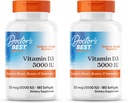 Läkarens bästa vitamin D3 5000IU, icke-GMO, Gluten & Soy Free, reglerar immunfunktion, stöder hälsosamma ben, vita, ingen smak, 180 greve (Pack of 2)