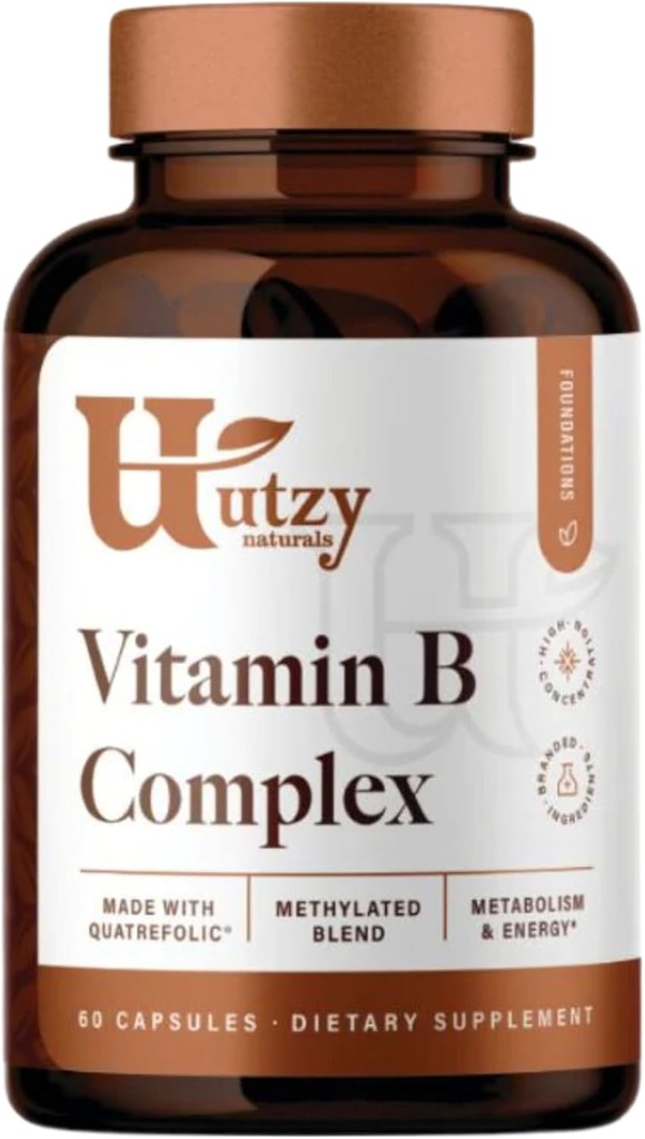 Utzy Naturals Vitamin B Complex innehåller alla 8 viktiga B-vitaminer | med kolin och inositol | 60 kapslar