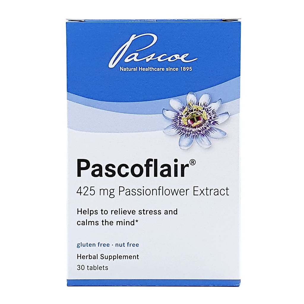 Pascoflair - Herbal Sleep Aid för att hjälpa till att lindra rostlöshet och nervositet, lugnar sinnet för att hjälpa till att stödja hälsosam och livlig sömn - 425 Mg Passionflower Extract Per tablett (30 tabletter)