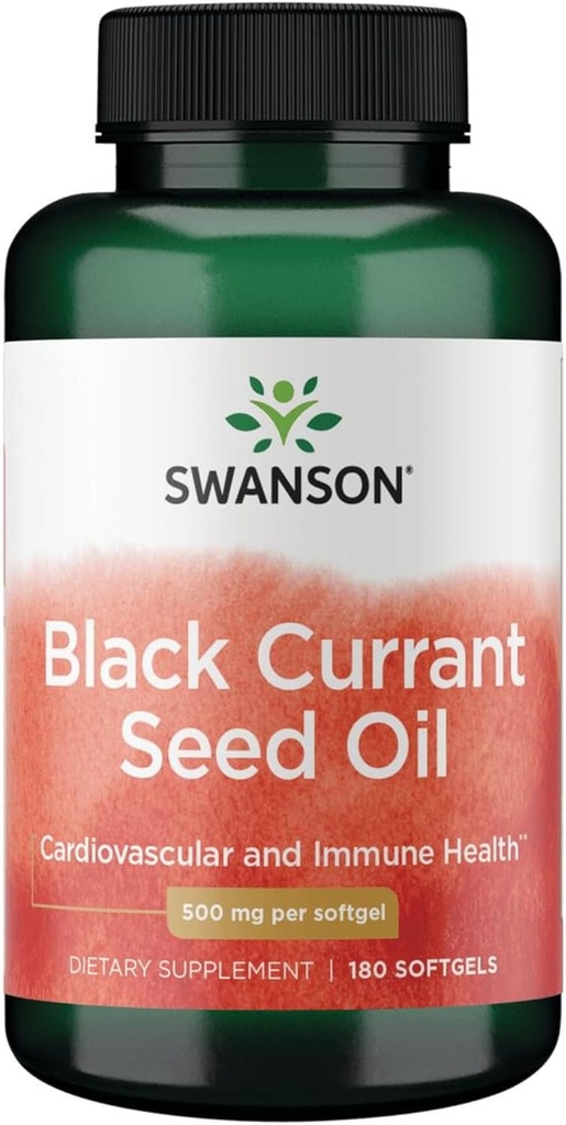 Swanson Black Currant Seed Oil - Herbal Supplement Promoting Immune System & Heart Health Support - Natural Formel Supporting Joints Health - (180 Softgels, 500mg Varje)