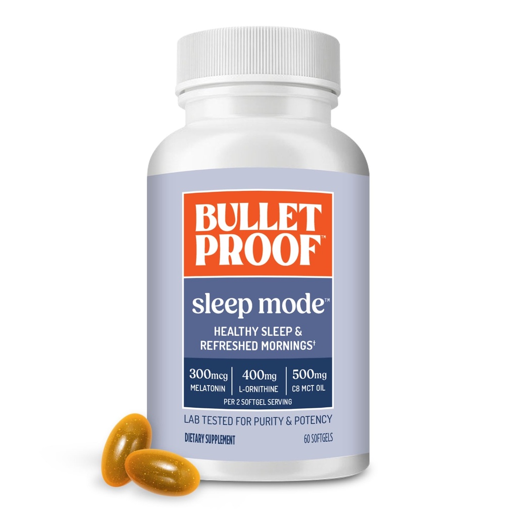 Bulletproof Sleep Mode Softgels, 60 Count, komplettera med Brain Octane C8 MCT Oil för att stödja sömn