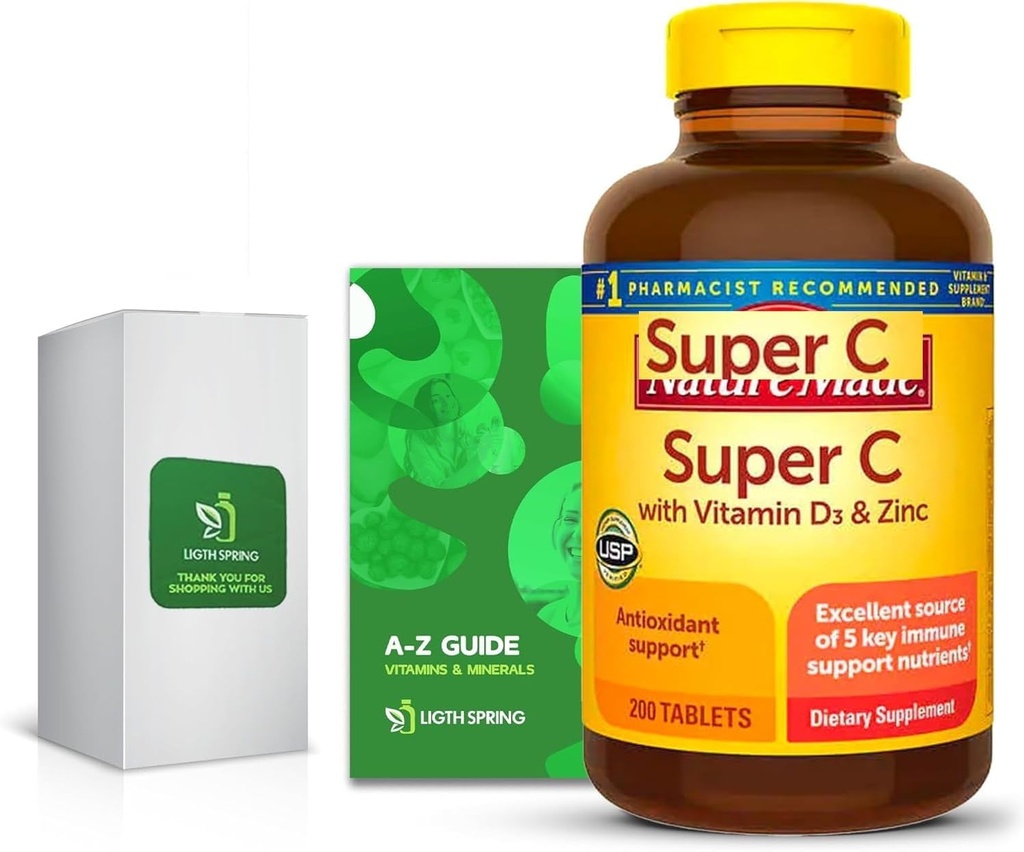 Super C med vitamin D3 & Zink 200 tabletter med exklusiv A till Z - Bättre Ligth & Spring Guide (2 objekt)