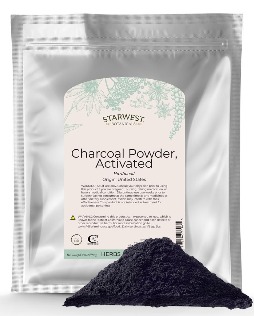 Starwest Botanicals aktiverat kolpulver, 2 pund