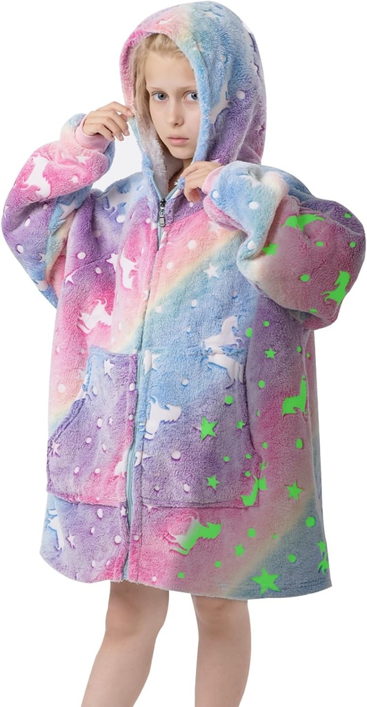MeMoreCool Wearable Blanket Barn Blanket Hoodie, Hooded Blanket Kids Comfy Blanket Sweatshirt, Toddler Blanket med Hood