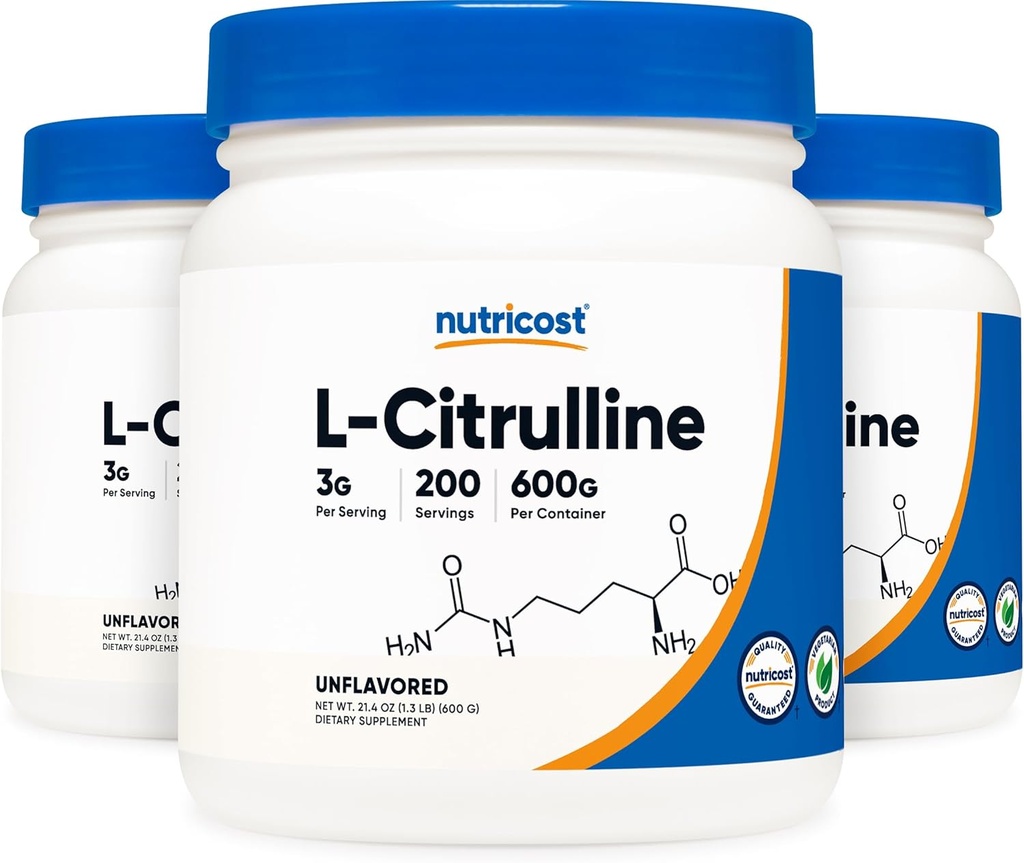 Nutricost Pure L-Citrulline (Base) Powder (600 Grams) (3 flaskor)
