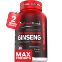 Herbtonics Korean Red Panax Ginseng 1500mg - Energiförsörjning för Peak Performance, Focus & Vitality - High Potency Ginseng Root Extract - 120 Vegan kapslar