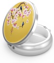 Pill Box 3 Compartment Small Pill Case,Portable for Pocket or Purse Pill Organizer Pill Container Holder to Hold Vitamins, Medicinering, Fish Oil and Supplements (Peach Blossom)
