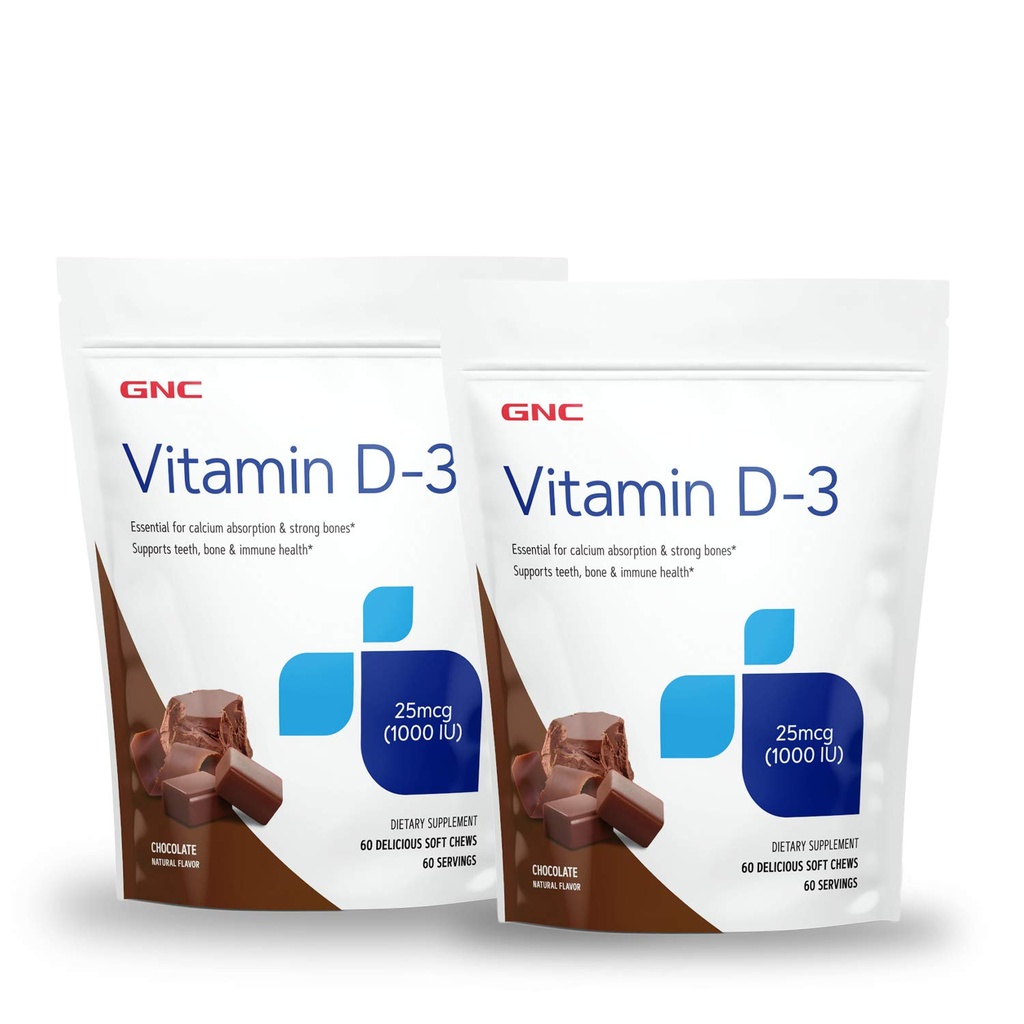 GNC Vitamin D-3 Soft Chews 1000IU - Choklad - Twin Pack