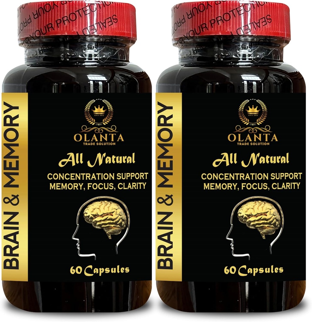 Memory Pills for Brain - Brain Booster Supplements for Memory, Focus, Clarity, Energy, Performance, Supports Healthy Brain Function, Memory & Immunitty - 2 flaskor 120 kapslar