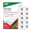 Floradix järn tabletter - Järntillskott med B-vitaminer, folsyra, vitamin C & More - Energistöd - Vegetarisk och glutenfri - 120 tabletter (120 portioner)