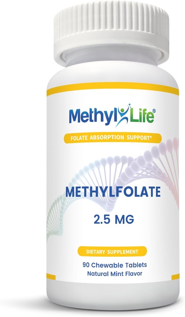 L-Methylfolat 2.5 - L-5-MTHF som Magnafolate-C (2500 mcg per tablett) - [90 tuggbara tabletter]