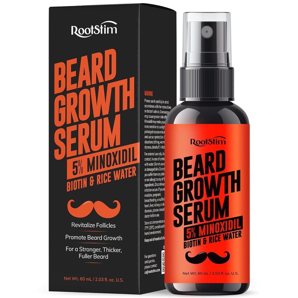 Skäggtillväxt Serum för män: Hårtillväxt Spray med Biotin & Rice Water - Extra Strength Beard Oil