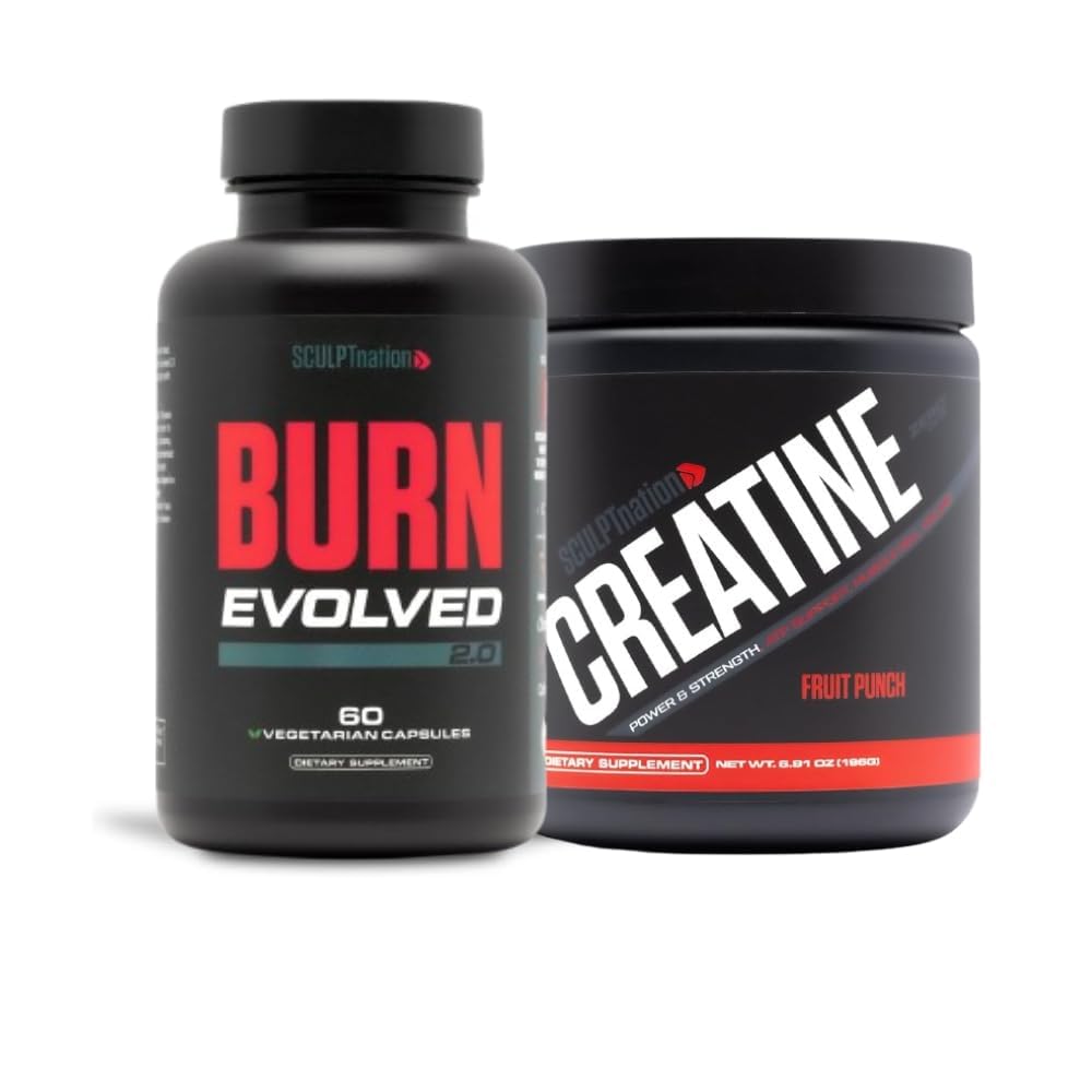 Skulpt Nation av V Shred Burn Evolved 2.0 och Premium Creatine Fruit Punch Powder Bundle