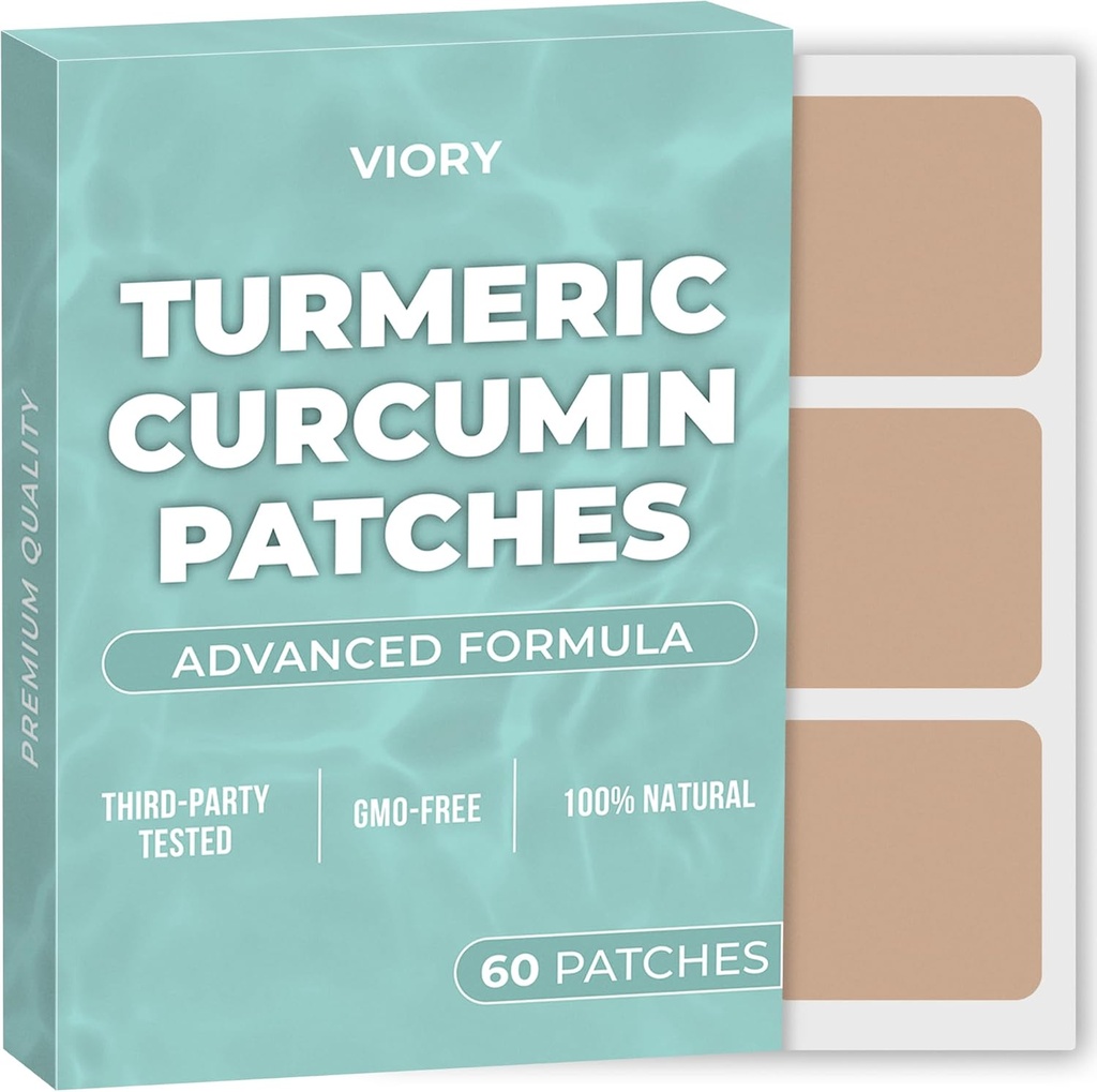 Gurkmeja Curcumin Patches (Pack of 60) - 100% naturlig patch för kvinnor och män - med Biotin - Body Support - Förbättrad formel