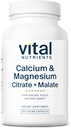 Vital Nutrients Calcium och Magnesium | Citrate och Malate Complex | Vegan Supplement | Support Bone Strength, Muscle and Cardiovascular Health * | Gluten, Dairy and Soy Free | Icke-GMO | 100 kapslar