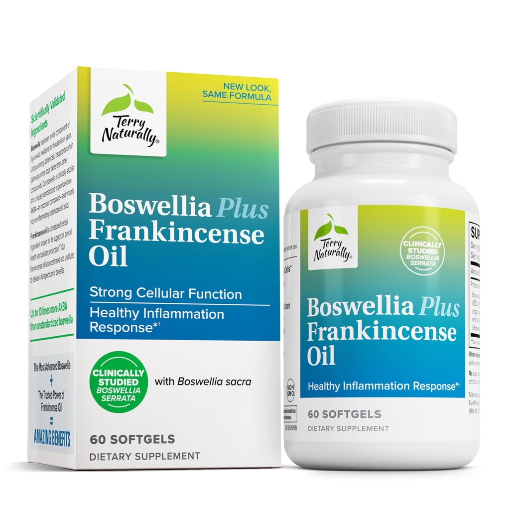 Terry Naturally Boswellia Plus Frankincense Oil - Gemensamt stöd tillskott för att stödja Mobility & Joint Comfort - Support Cellular Health med Boswellia & Frankincense Oil - 60 Softgels