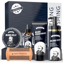 Beard Growth Kit - Mobiuty Mäns Beard Care Kit med naturliga ingredienser, Inkluderar skäggtvätt, skäggolja, skäggkonditionär, skäggbalsam och skäggkombination, presentuppsättning för pojkvännen make fäder