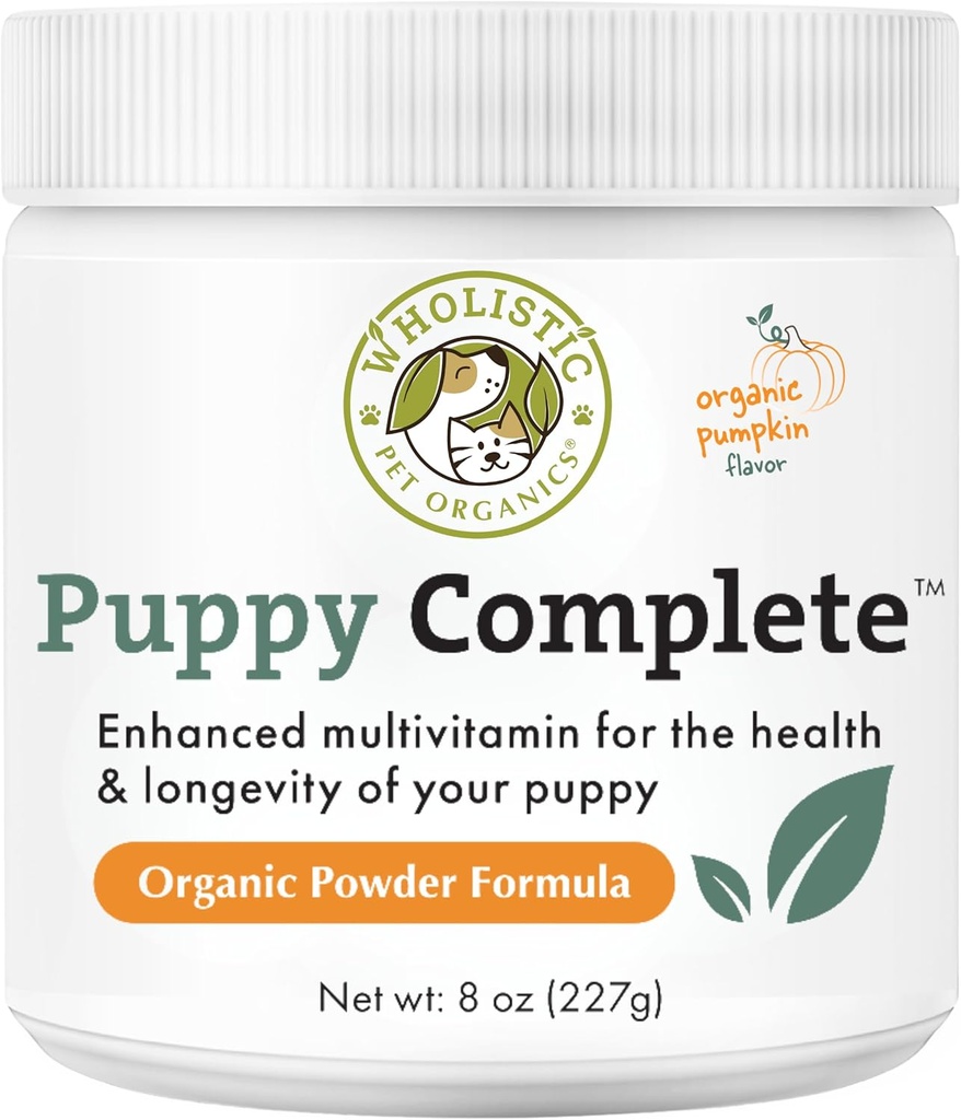 Wholistic Pet Organics Puppy Complete - Dog Multivitamin Powder - 8 Oz - Daily Dog Vitamins & Supplements for Homemade Food - Immune System, Skin, Coat & Overall Health - Små och stora rasvalpar