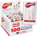 Stopain Pain Relief Clinical Gel Packets, 100 Pack, Made in USA, Maximal Performance Pain Relief med 10% Menthol Plus Glukosamin för muskelvärk, gemensam smärta och artrit