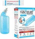 Nasopure Nasal Wash, System Kit, "The Nicer Neti Pot" Sinus Wash Kit, Bekväm Nasal Rinse 8 Oz Bottle & 20 Salt Packets (3,75 Grams Varje), Nasal Congestion, Cold, Flu, Allergy, Nasal Irrigation